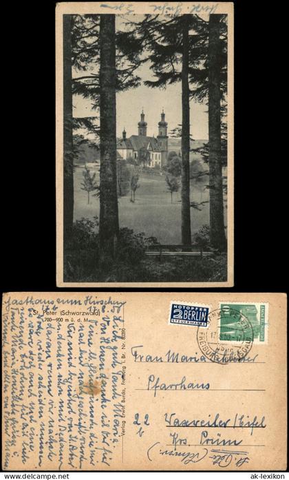 St. Peter  Hochschwarzwald Blick auf das Kloster St. Peter Fotokarte 1950