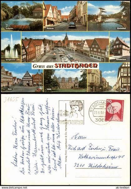 Ansichtskarte Stadthagen Schwimmbad Straße Markt Mehrbild 1980