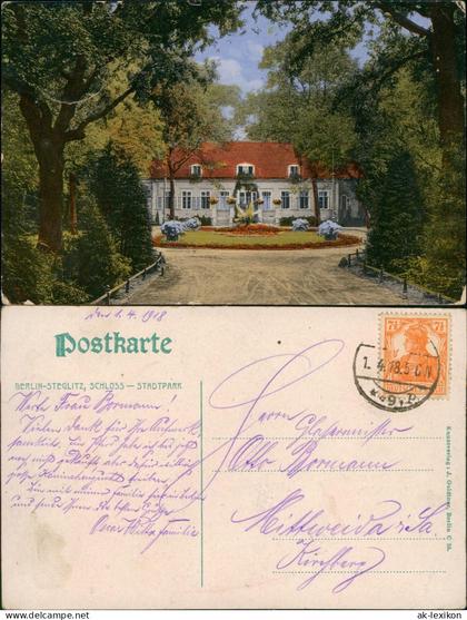 Ansichtskarte Steglitz-Berlin Schloss Stadtpark 1918
