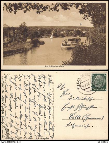Ansichtskarte Steglitz-Berlin Stölpchensee - Fahrgastschiff 1932