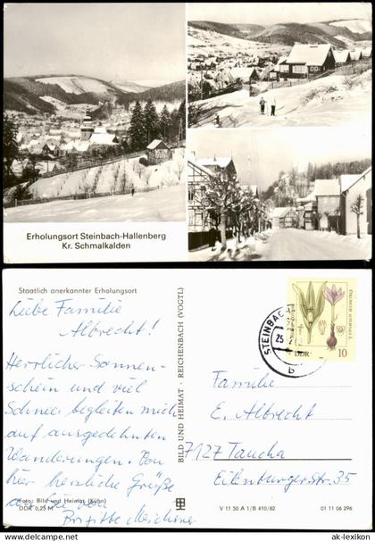 Ansichtskarte Steinbach-Hallenberg 3 Bild Stadtansichten im Winter 1982