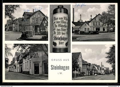 AK Steinhagen i. W., Bierkrug, Strassenansicht, Häuserzeile