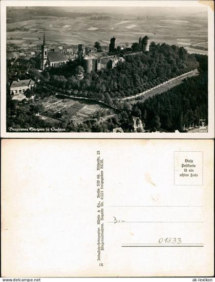 Ansichtskarte Stolpen Burg Stolpen Fliegeraufnahme 1940