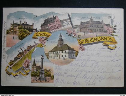 Strasburg i.M. , Litho , 1903 , Zuckerfabrik , Ansichtskarte , CPA , AK !!
