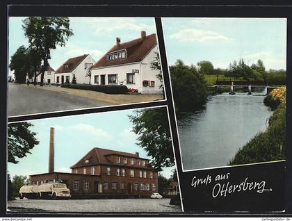 AK Ottersberg / Stuhr, Spar-Filiale, Molkerei mit Mercedes Benz Tanklaster, Flusspartie