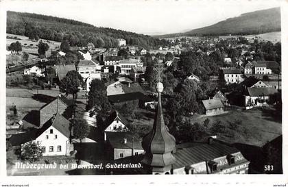 AK Niedergrund Dolní Podluží Stadtansicht Kirche Sudeten gelaufen Postkarte