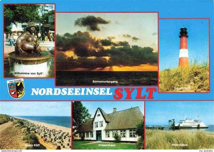 SYLT Insel Brunnen Wilhelmine von Sylt Sonnenuntergang Leuchtturm Rotes Kliff St