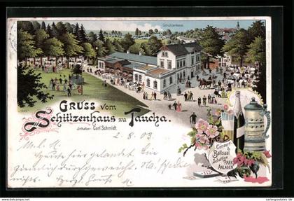 Lithographie Taucha, Gasthaus Schützenhaus Carl Schmidt