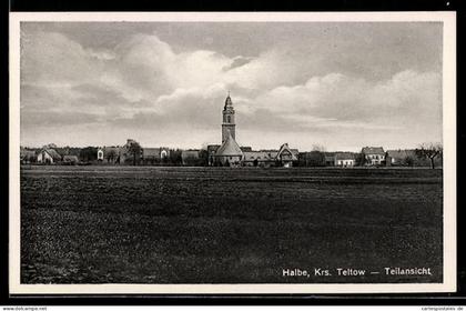 AK Halbe /Teltow, Teilansicht mit Kirche, Panorama