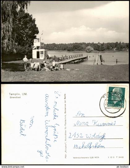 Ansichtskarte Templin Strandbad Liegewiese Personen, DDR AK 1965