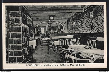 AK Teuchern, Konditorei und Cafe von Max Billhardt, Innenansicht