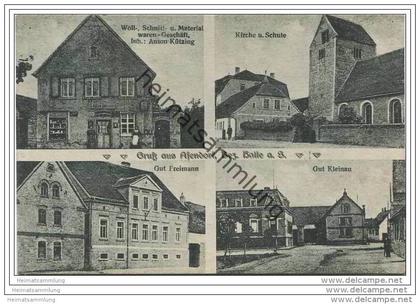 Gruss aus Asendorf Bezirk Halle - Woll- Schnitt- und Materialwaren Geschäft Inh. Anton Kützing - Kirche und Schule
