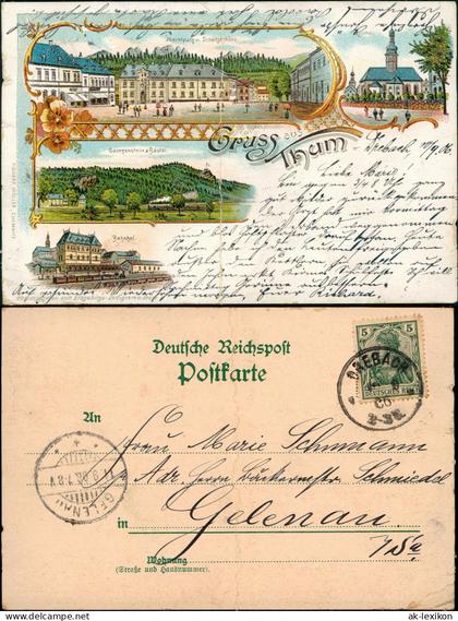 Ansichtskarte Litho AK Thum Markt Kirche Bahnhof 1906