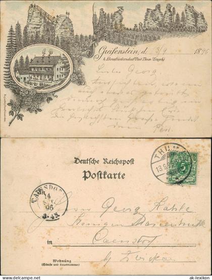 Ansichtskarte Thum Greifenstein, Gasthaus - Sachsen Vorläufer AK 1896