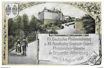 Goessnitz ALTENBURG (S.A.) Thueringen XX Dt Philatelistentag August 1908 Schloss
