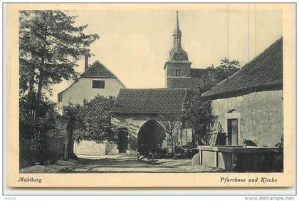 MÜHLBERG  - Pfarrhaus und kirche.