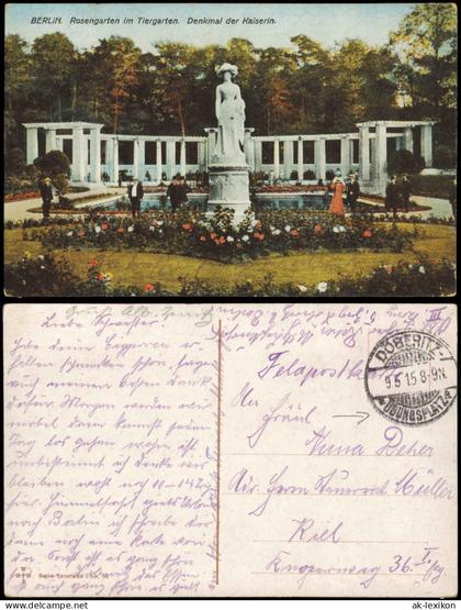 Tiergarten Berlin Rosengarten im Tiergarten Denkmal    1915  Feldpost Döberitz