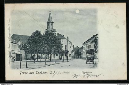 Mondschein-AK Trebbin, Strassenpartie am Marktplatz