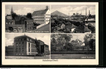 AK Palenberg-Übach, Neues Rathaus und Kirche, Schloss Rymburg