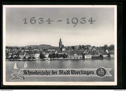 AK Überlingen, Festpostkarte Schwedenjahr der Stadt Überlingen 1634-1934, Teilansicht