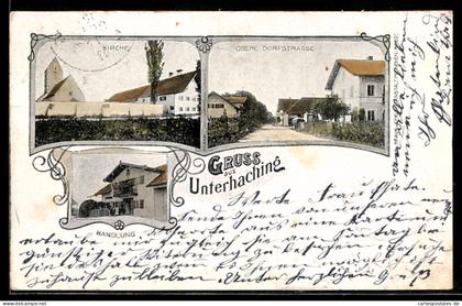 AK Unterhaching, Kirche, Obere Dorfstrasse, Handlung