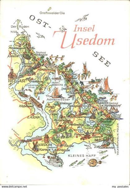 Usedom Mecklenburg-Vorpommern Landkarte Insel Usedom Sehenswuerdigkeiten