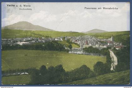 Vacha an der Werra Panorama mit Werrabrücke, gelaufen 1920 leichter Bug (AK1106)