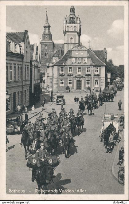 Ansichtskarte Verden (Aller) Straße - Reiter Wehrmacht - gel. Feldpost 1941