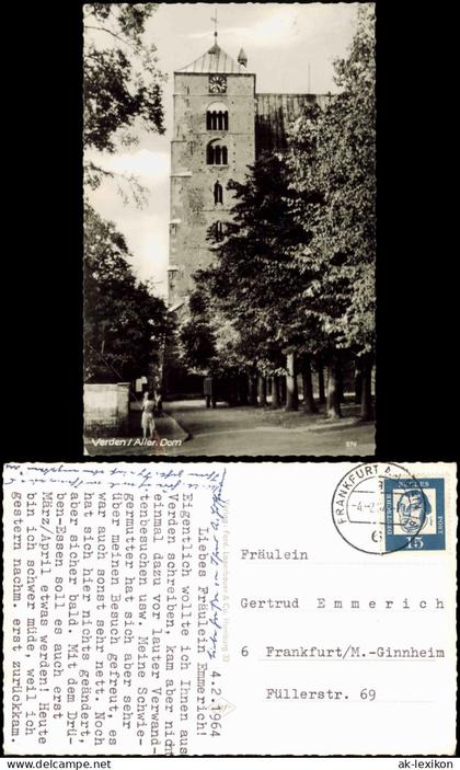 Ansichtskarte Verden (Aller) Straßenpartie am Dom Fotokarte 1964