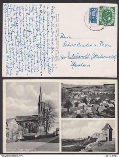 Ulrichstein / Vogelsberg Fotokarte mit 10 Pf Posthorn und Notopfermarke
