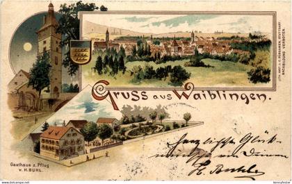 Gruss aus Waiblingen - Litho