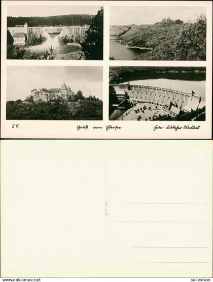 Hemfurth-Edersee-Edertal zerstörte Edertalsperre Edersee, Schloss Waldeck 1953