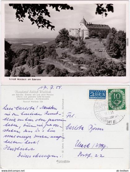 Waldeck (am Edersee) Burghotel Schloss Waldeck am Edersee Ansichtskarte  1951