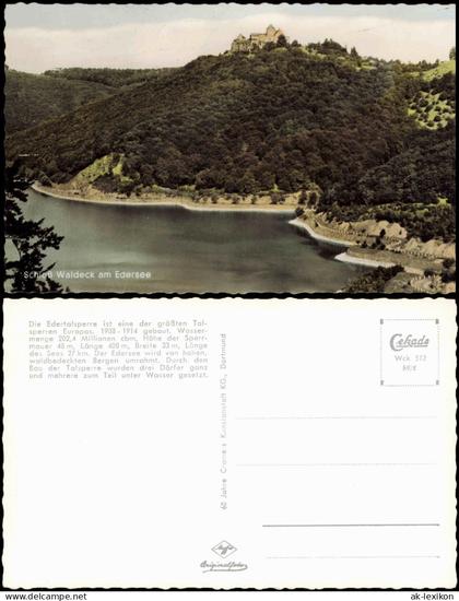 Waldeck (am Edersee) Schloß Waldeck am Edersee Edertalsperre 1959