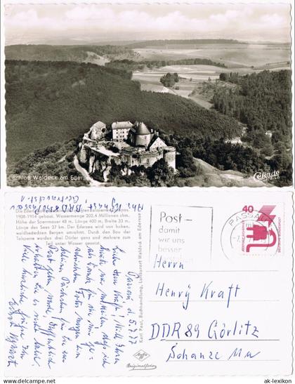Waldeck (am Edersee) Schloss Waldeck (Castle) vom Flugzeug aus 1977