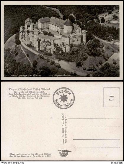 Waldeck (am Edersee) Schloß Waldeck Fliegeraufnahme Luftbild 1932