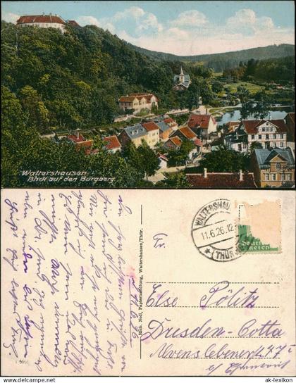 Ansichtskarte Waltershausen Blick vom Burgberg 1926