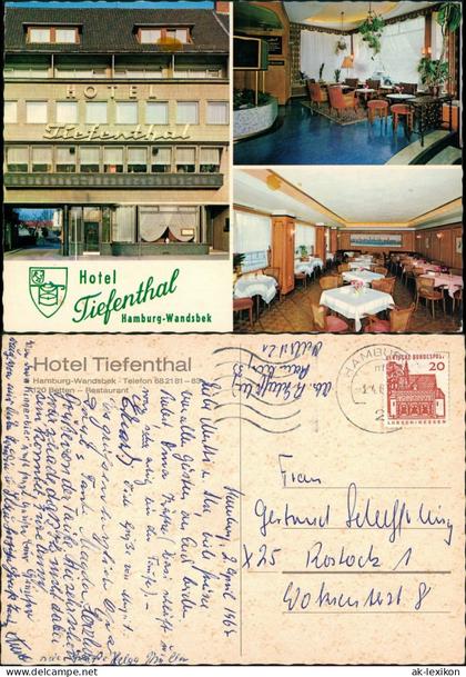 Wandsbek-Hamburg Hotel Tiefenthal Mehrbild-AK Innen Außenansicht 1967