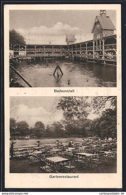AK Berlin-Plötzensee, Privat-Badeanstalt mit Garten-Restaurant