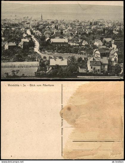 Ansichtskarte Weinböhla Blick vom Albertturm - Straßenblick 1917