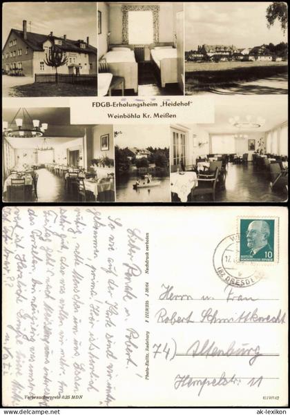 Ansichtskarte Weinböhla DDR Mehrbildkarte FDGB-Erholungsheim Heidehof 1964