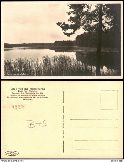 Ansichtskarte Weinböhla Partie am Groß-Teich. 1927