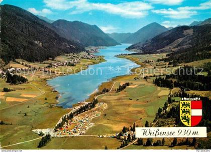 Weissensee Kaernten Alpenbadesee Fliegeraufnahme