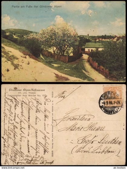 Ansichtskarte Glindow (Havel)-Werder (Havel) Glindower Alpen Restaurant 1916