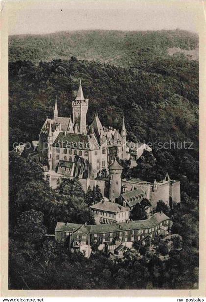 Wernigerode Harz Schloss-Wernigerode Feudalmuseum Fliegeraufnahme Wald Tuerme Bu