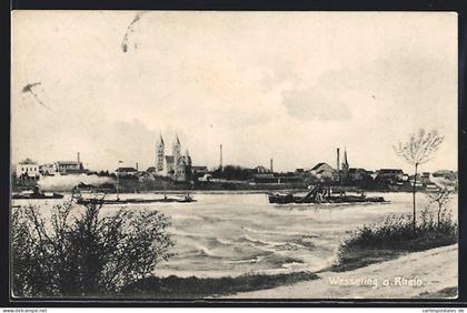 AK Wesseling /Rh., Ortspanorama mit Rhein