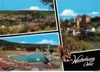 Westerburg  Westerwald Rheinland-Pfalz Panorama Burg Schwimmbad