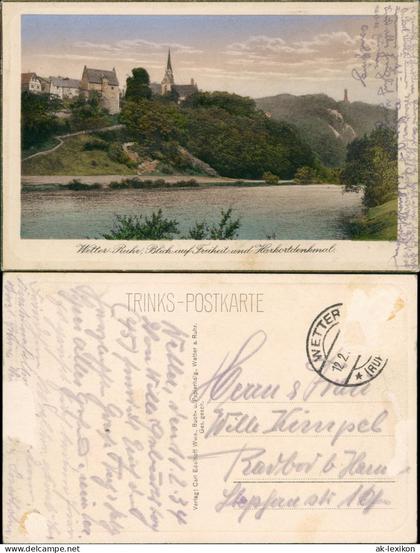 Ansichtskarte Wetter (Ruhr) Freiheit und Harkotdenkmal - colorierte AK 1934