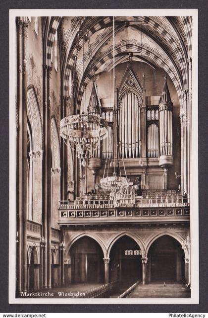 Vintage postcard 1930s Marktkirche organ interior Wiesbaden Hesse German