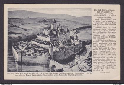 Vintage postcard Schloss Sonnenberg 1480 view Wiesbaden Hesse Germany